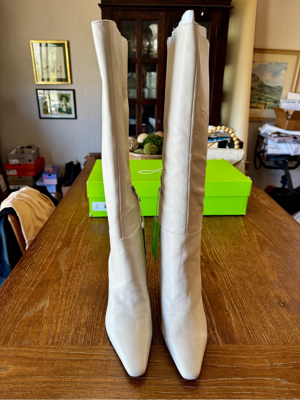 NIB Sam Edelman ivory leather Sylvia tall boots 8 - Picture 6 of 13
